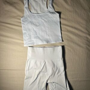 Women's Ribbed Tank and Shorts Workout Set